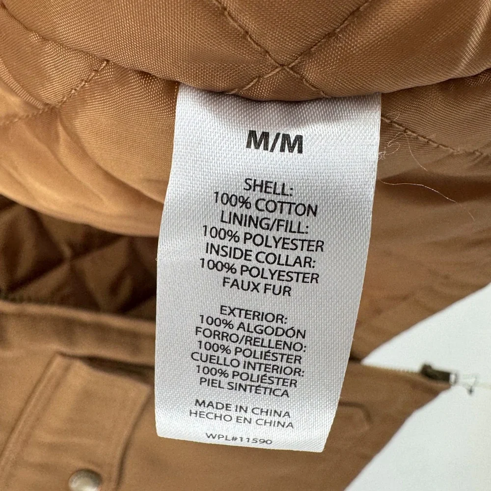 Weatherproof Canvas Workwear Vest Mens Medium Brown Sherpa Lined Quilted Utility